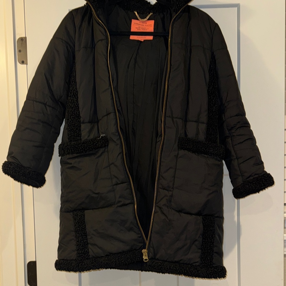 J. Crew Signature Puffer Coat with Sherpa Trim